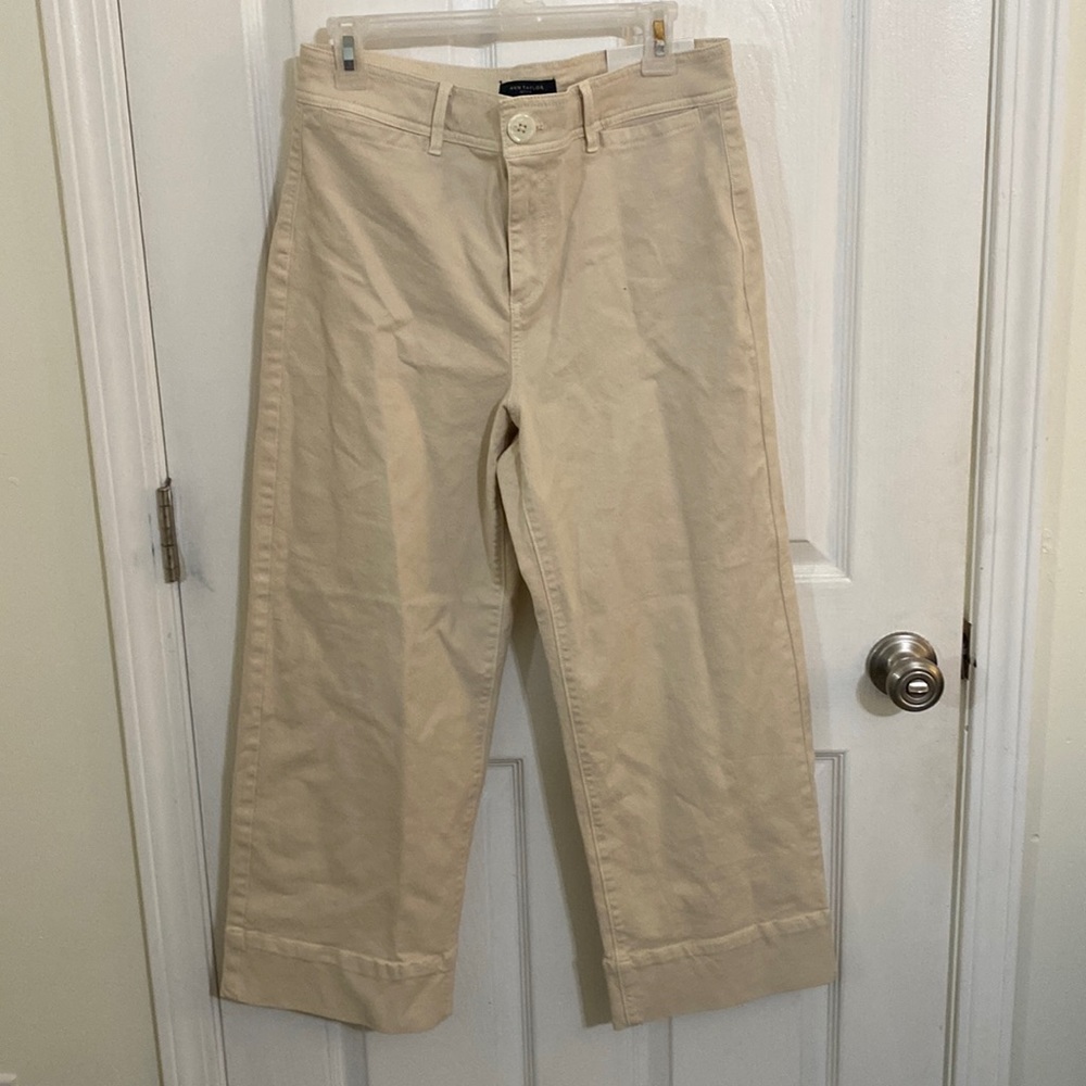 Ann Taylor Cream Wide Leg Pants